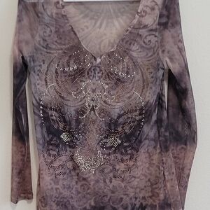 Elegant Long Sleeve Patterned Top